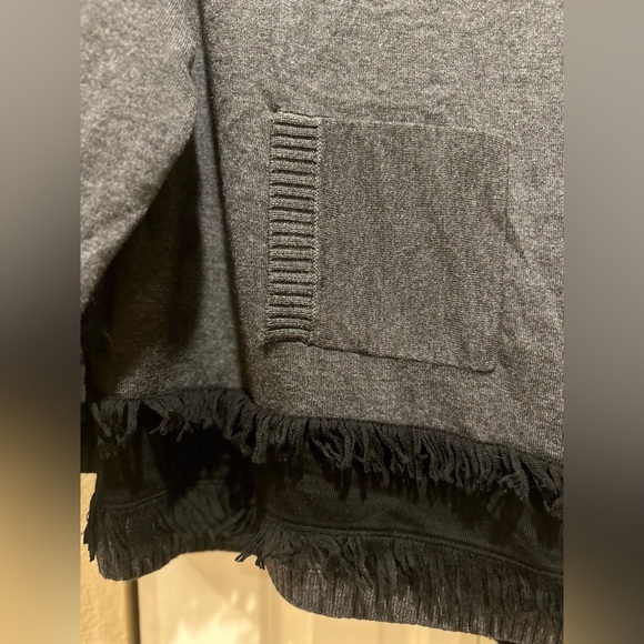 NWOT LABEL+ thread Jenna Fringe Cardigan Charcoal Extrafine Merino Wool,size M/L - Picture 4 of 10